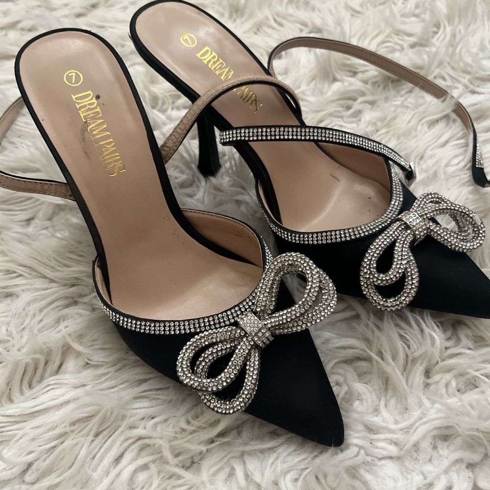 Laila Bow Crystal Satin Heels